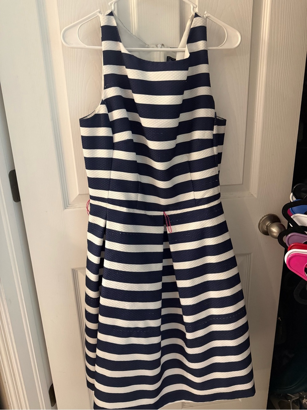 Jessica Howard Navy and White Striped Fit-and-Flare Dress